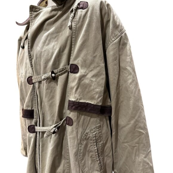 Vintage Structure Expedition Gear Canvas Duster Coat XL – Tan with Brown Trim, T - Picture 3 of 6